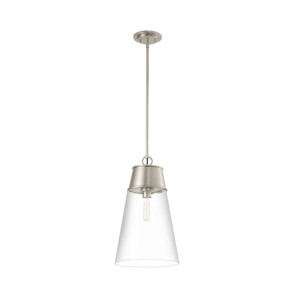 Wentworth Brushed Nickel One-Light Pendant with Clear Glass Shade, image 4