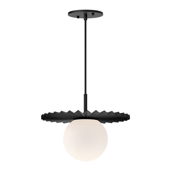 Plume Matte Black 12-Inch One-Light Pendant with Opal Glass, image 1