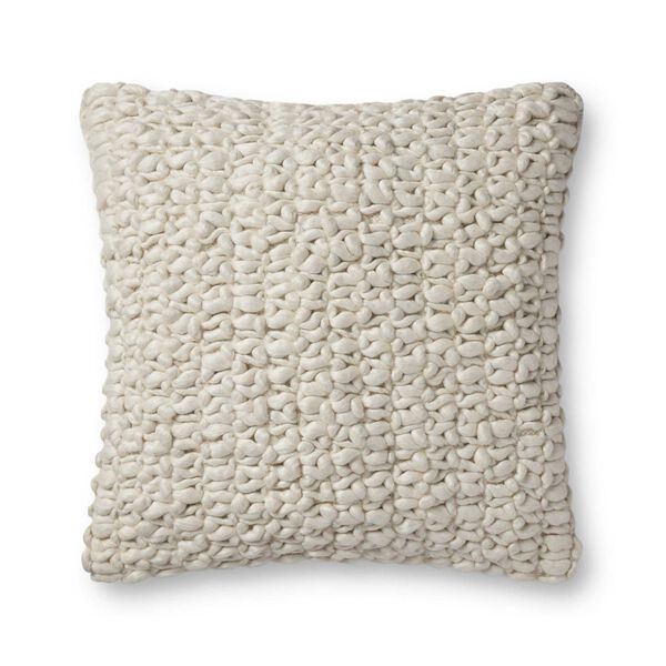 Ivory 22 x 22 Inch Poly Pillow with Cover, image 1
