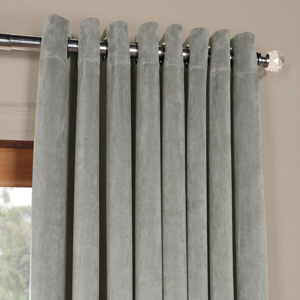 Silver Grey 120 x 100 In. Double Wide Grommet Blackout Velvet Curtain Single Panel, image 2