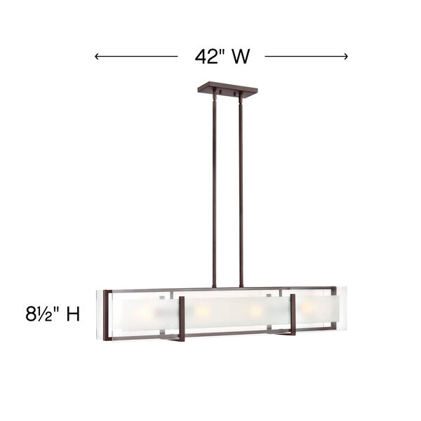 Latitude Oil Rubbed Bronze Four-Light 8.5-Inch Stem Hung Linear, image 3