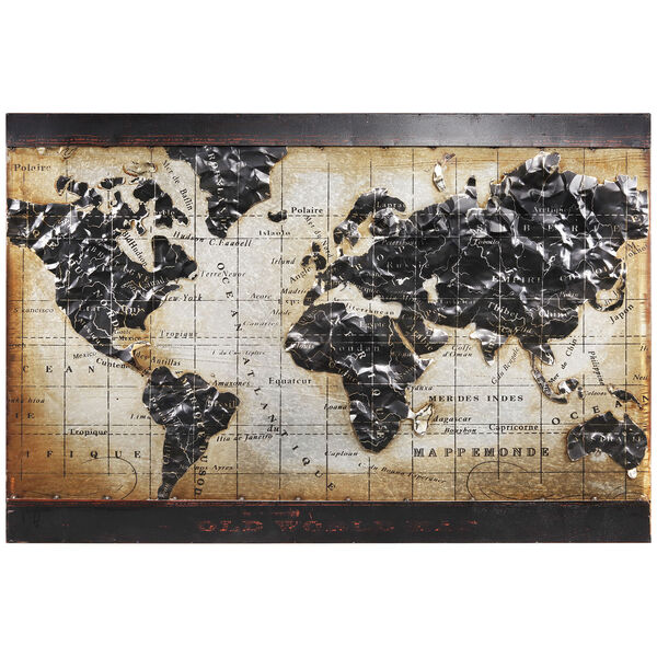 World Map 2 Mixed Media Iron Hand Painted Dimensional Wall Art, image 2