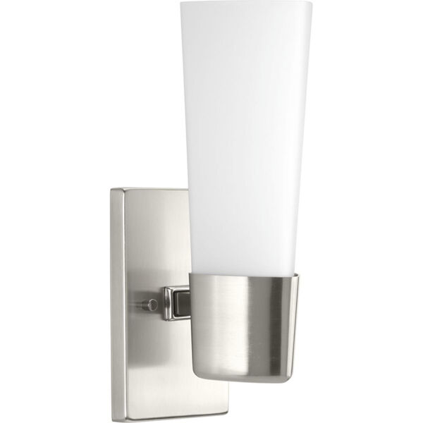 P300061-009: Zura Brushed Nickel One-Light Bath Sconce with Etched Opal Glass, image 1