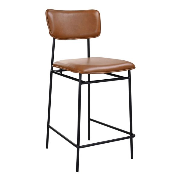 Sailor Brown and Black Counter Stool with Low Backrest, image 3