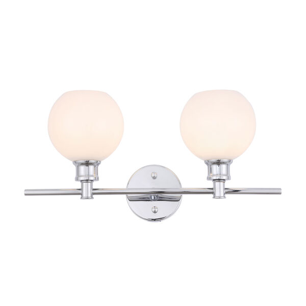 Collier Chrome Two-Light Bath Vanity with Frosted White Glass, image 1