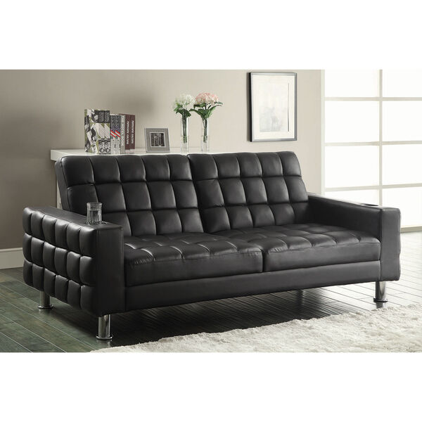 Brown Adjustable Sofa Bed with Cup Holder, image 1