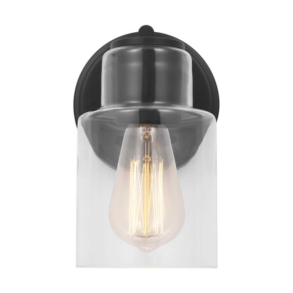 Sayward Midnight Black One-Light Bath Sconce with Clear Glass by Drew and Jonathan, image 1