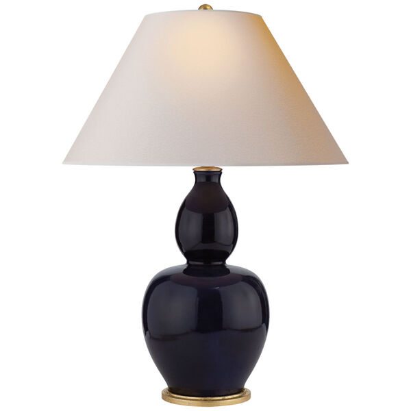 Yue Double Gourd Table Lamp in Denim with Natural Paper Shade by Chapman and Myers, image 1