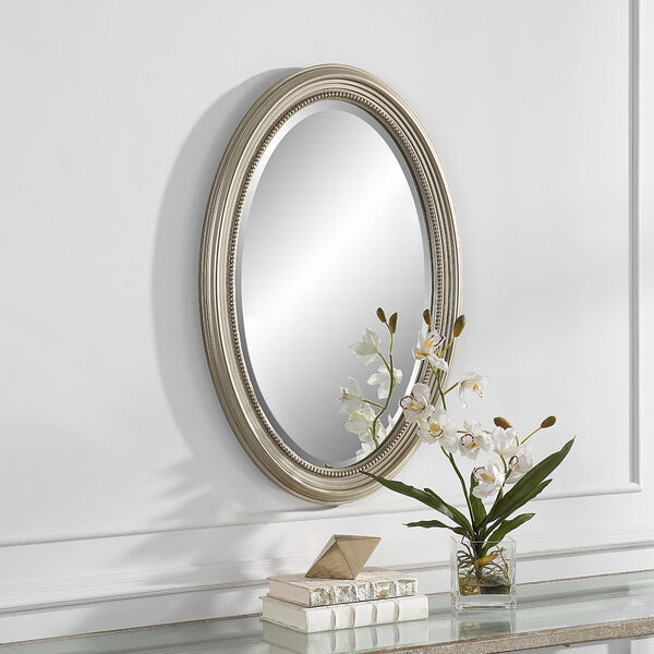 Wellington Silver Beaded Oval Wall Mirror, image 3