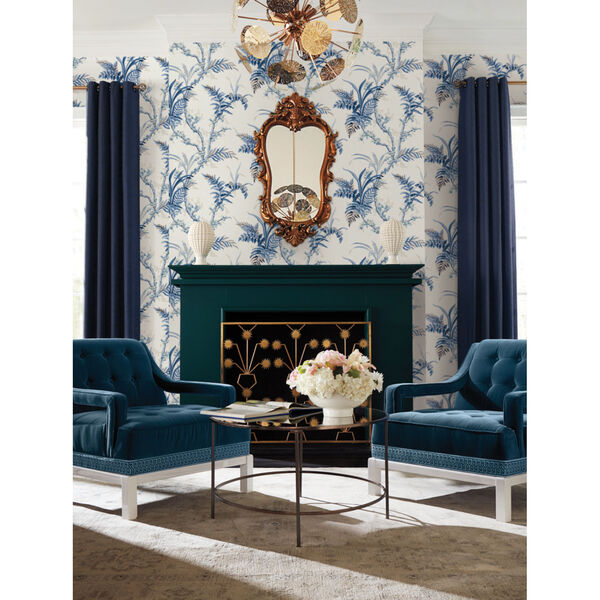 Grandmillennial Blue Enchanted Fern Pre Pasted Wallpaper, image 6