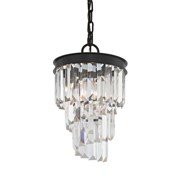 Palacial Oil Rubbed Bronze 12-Inch One-Light Mini Pendant with Clear Crystal, image 1