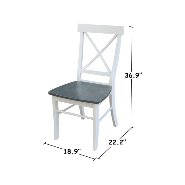 White and Heather Gray X-Back Chair with Solid Wood Seat, image 5