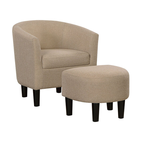 Beige Take a Seat Churchill Accent Chair with Ottoman, image 3