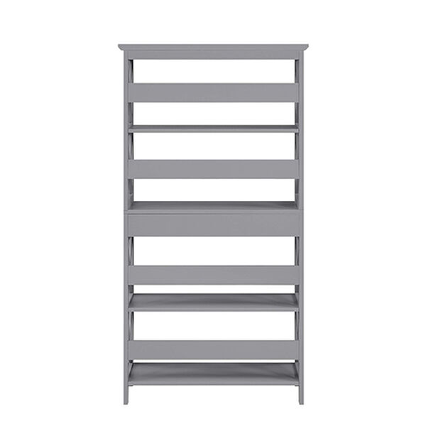 Oxford Gray Five Tier Bookcase with Drawer, image 6