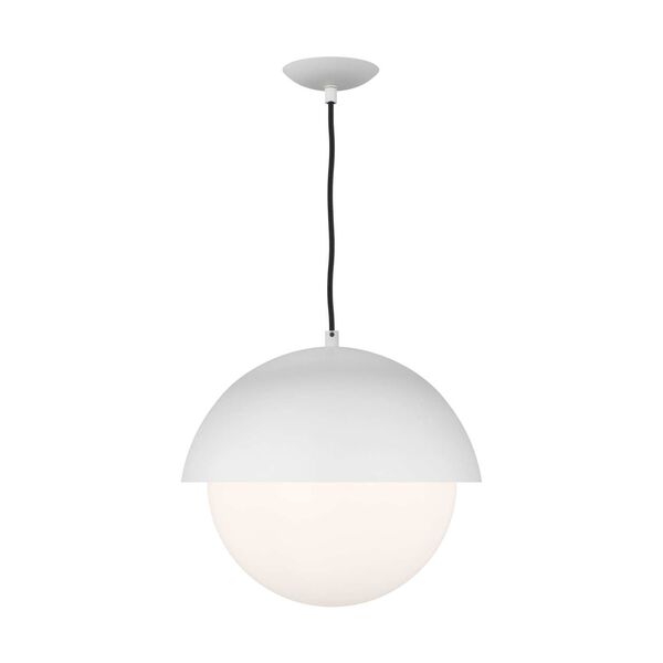 Hyde Matte White One-Light Large Pendant with Opal Glass Shade by Drew and Jonathan, image 1
