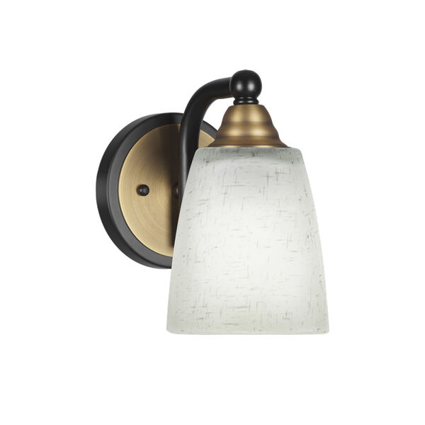 Paramount Matte Black and Brass One-Light 7-Inch Wall Sconce with White Muslin Glass, image 1