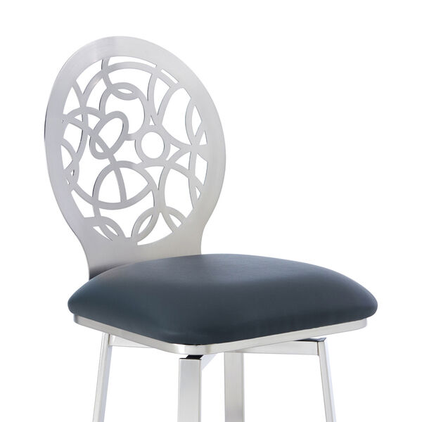 Lotus Gray and Stainless Steel 30-Inch Bar Stool, image 4