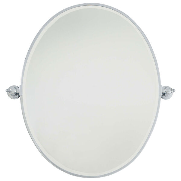 Beveled Chrome 25.5-Inch Width Large Oval Pivot Mirror , image 2