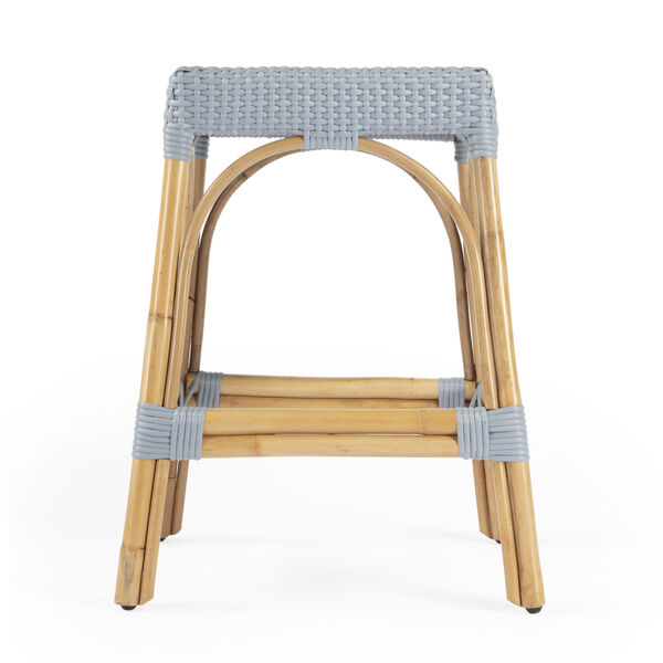Robias Baby Blue on Natural Rattan Counter Stool, image 4