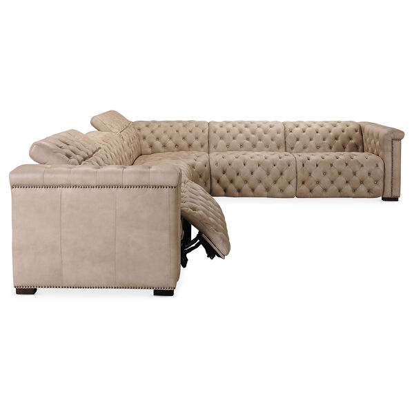 Beige Savion Grandier 5-Piece Power Headrest Sectional with Two Power Recliners, image 3