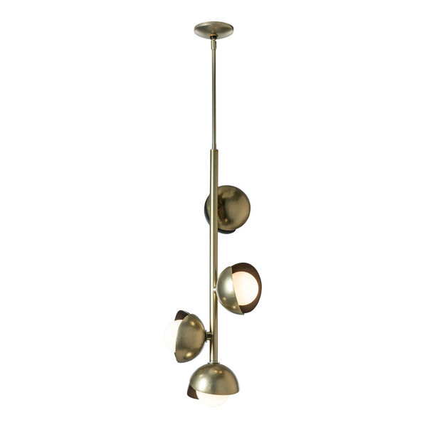 Brooklyn Antique Brass and Oil Rubbed Bronze Four-Light LED Vertical Pendant with Opal Glass, image 1