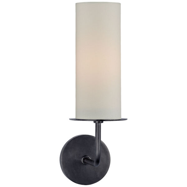 Larabee Single Sconce in Gun Metal with Cream Linen Shade by kate spade new york, image 1