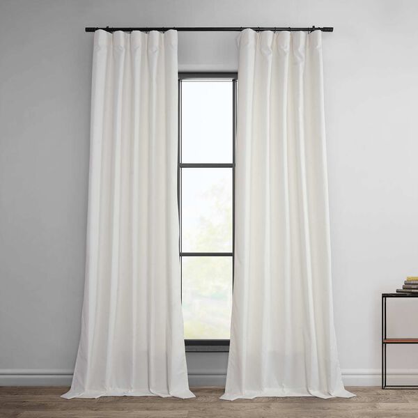 Bright White Dobby Linen 84-Inch Curtain Single Panel, image 1