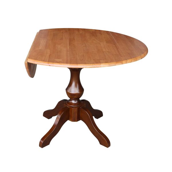Cinnamon and Espresso 30-Inch High Round Pedestal Dual Drop Leaf Table, image 2
