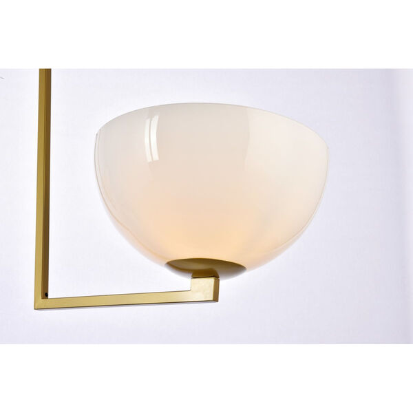 Jeanne Brass and White Two-Light Semi-Flush Mount, image 4