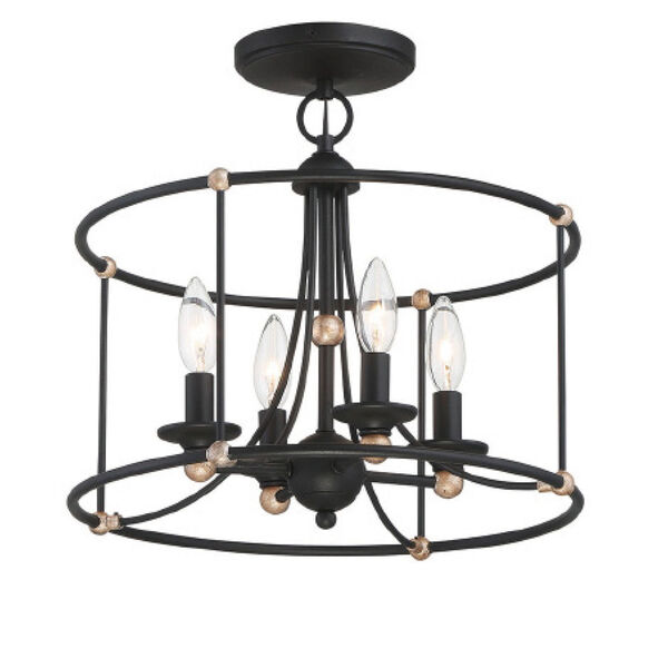 Westchester Couty Sand Coal And Skyline Gold Leaf Four-Light Semi Flush Mount, image 1