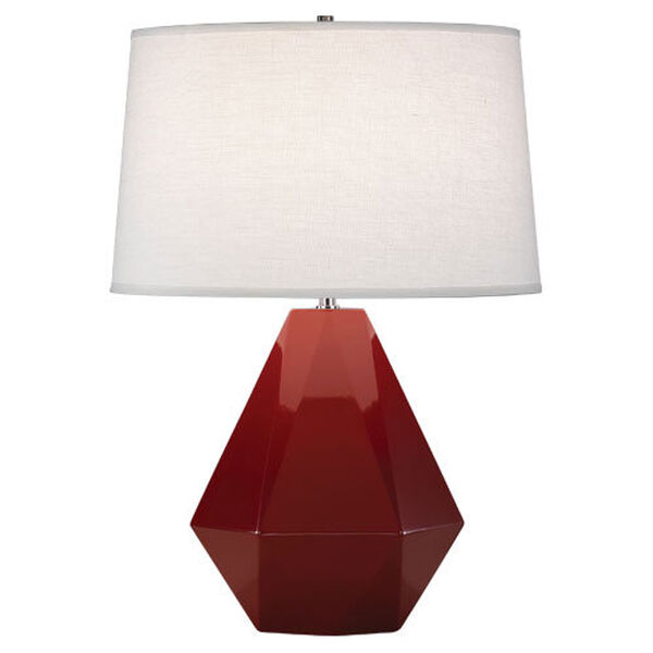 Delta Oxblood and Polished Nickel One-Light Table Lamp, image 1