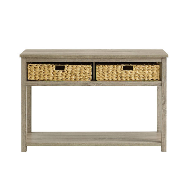 Driftwood Storage Entry Table with Rattan Baskets, image 2