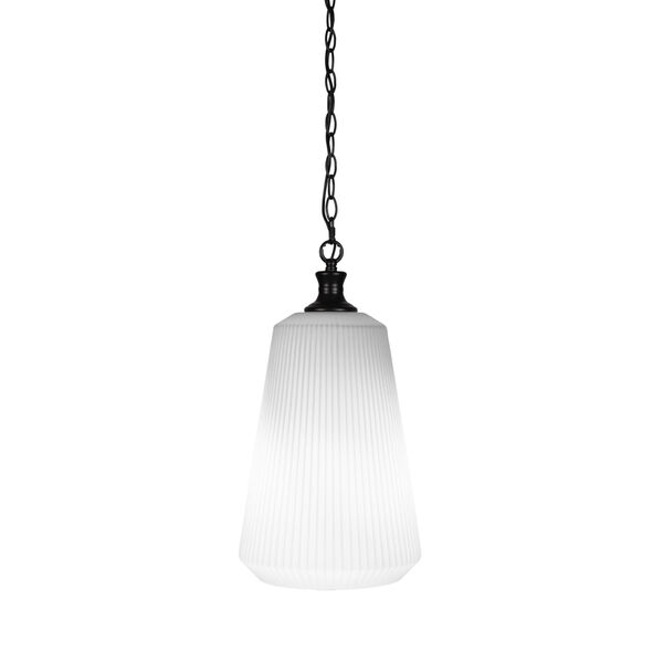 Carina Matte Black One-Light 18-Inch Chain Hung Pendant with Opal Frosted Glass, image 1