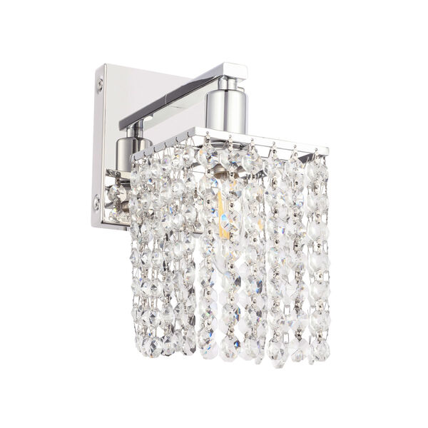 Phineas Chrome Five-Inch One-Light Bath Vanity with Clear Crystals, image 5
