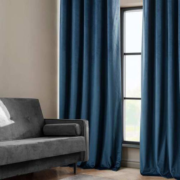 Blue 96 x 50 In. Plush Velvet Curtain Single Panel, image 8
