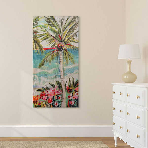 Palm Tree Whimsy II Fine Giclee Printed on Hand Finished Ash Wood Wall Art, image 1