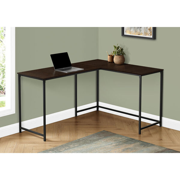 Espresso and Black L-Shaped Computer Desk, image 2