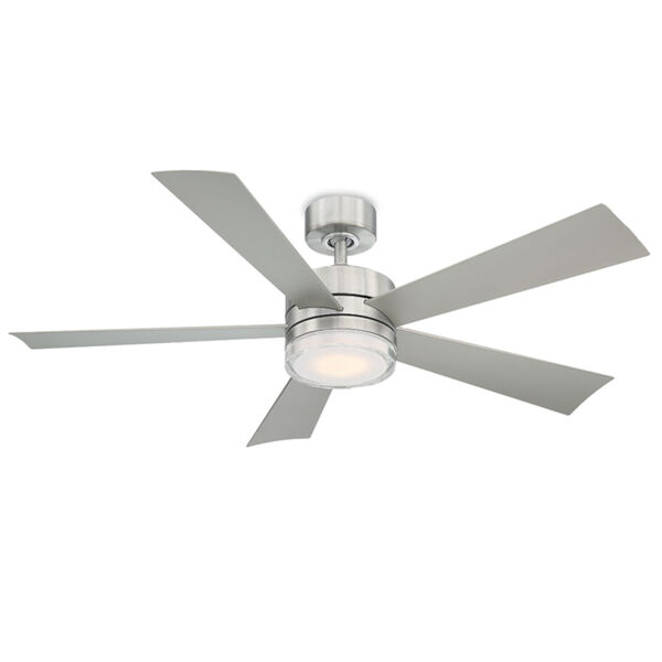 Wynd Stainless Steel 52-Inch 2700K LED Downrod Ceiling Fans, image 1