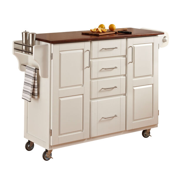 Create-a-Cart White Finish with Oak Top, image 1