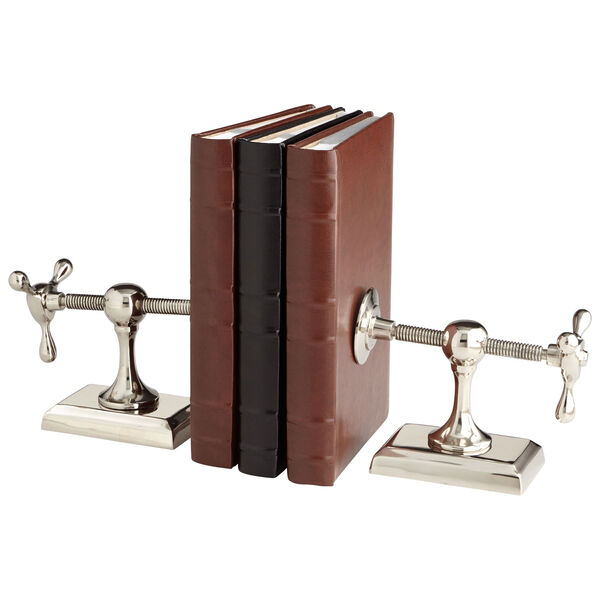 Nickel Hot and Cold Bookends, Set of Two, image 1