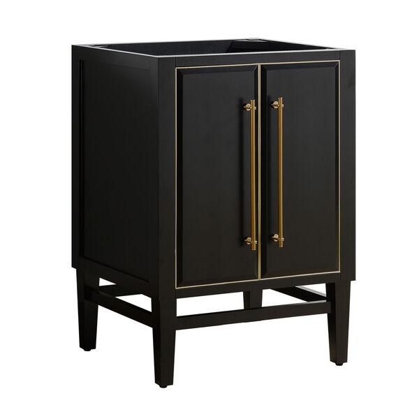 Black 24-Inch Bath Vanity Cabinet with Gold Trim, image 2