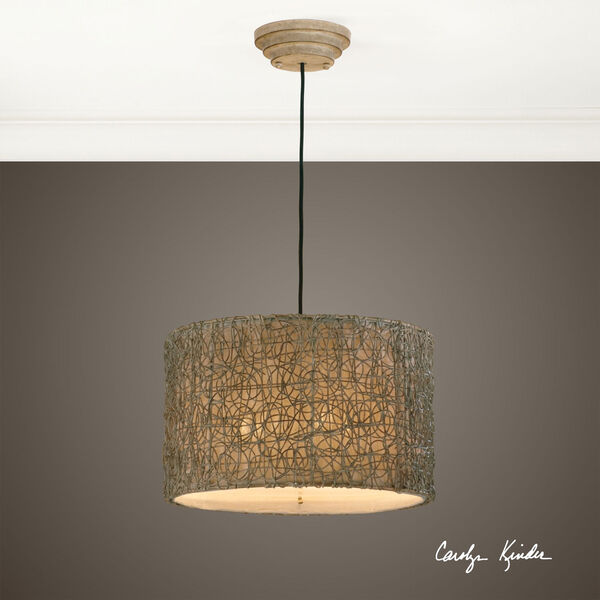 Light Knotted Rattan Drum Pendant , image 2