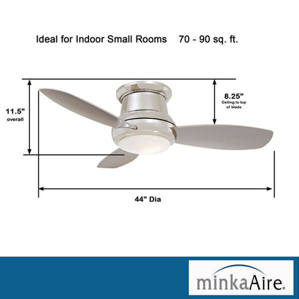 Polished Nickel 44 Inch Led Ceiling Fan, Minka Aire Ceiling Fans Concept Ii