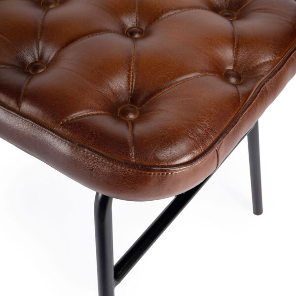 Austin Brown and Black Leather Button Tufted Bench, image 6