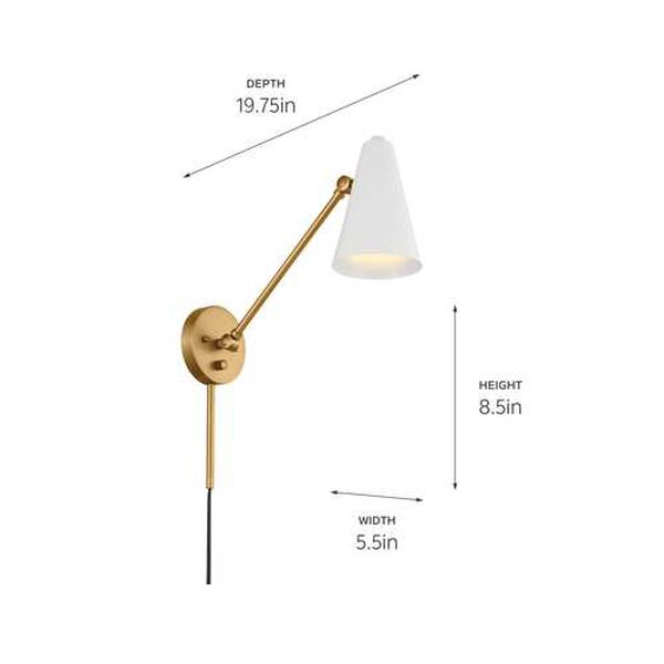 Sylvia Brass White 20-Inch One-Light Wall Sconce with Brass White Shade, image 4