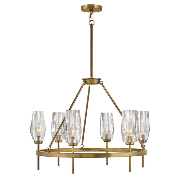 Ana Heritage Brass Six-Light Pendant With Faceted Clear Crystal Glass, image 1