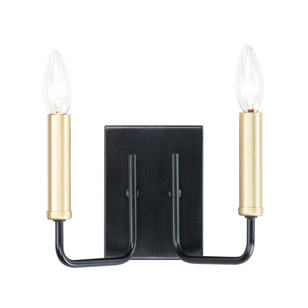 Sullivan Black and Gold Nine-Inch Two-light Wall Sconce, image 1