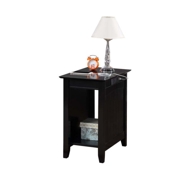 Edison Black 24-Inch End Table with Charging Station, image 3