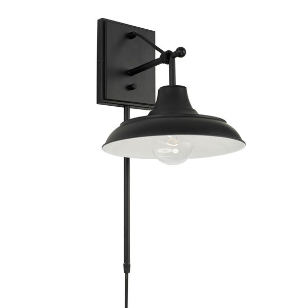 Jones Matte Black One-Light Dimmable Plug-In Wall Sconce, image 1