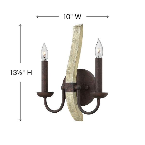 Middlefield Iron Rust Two Light Wall Sconce, image 7